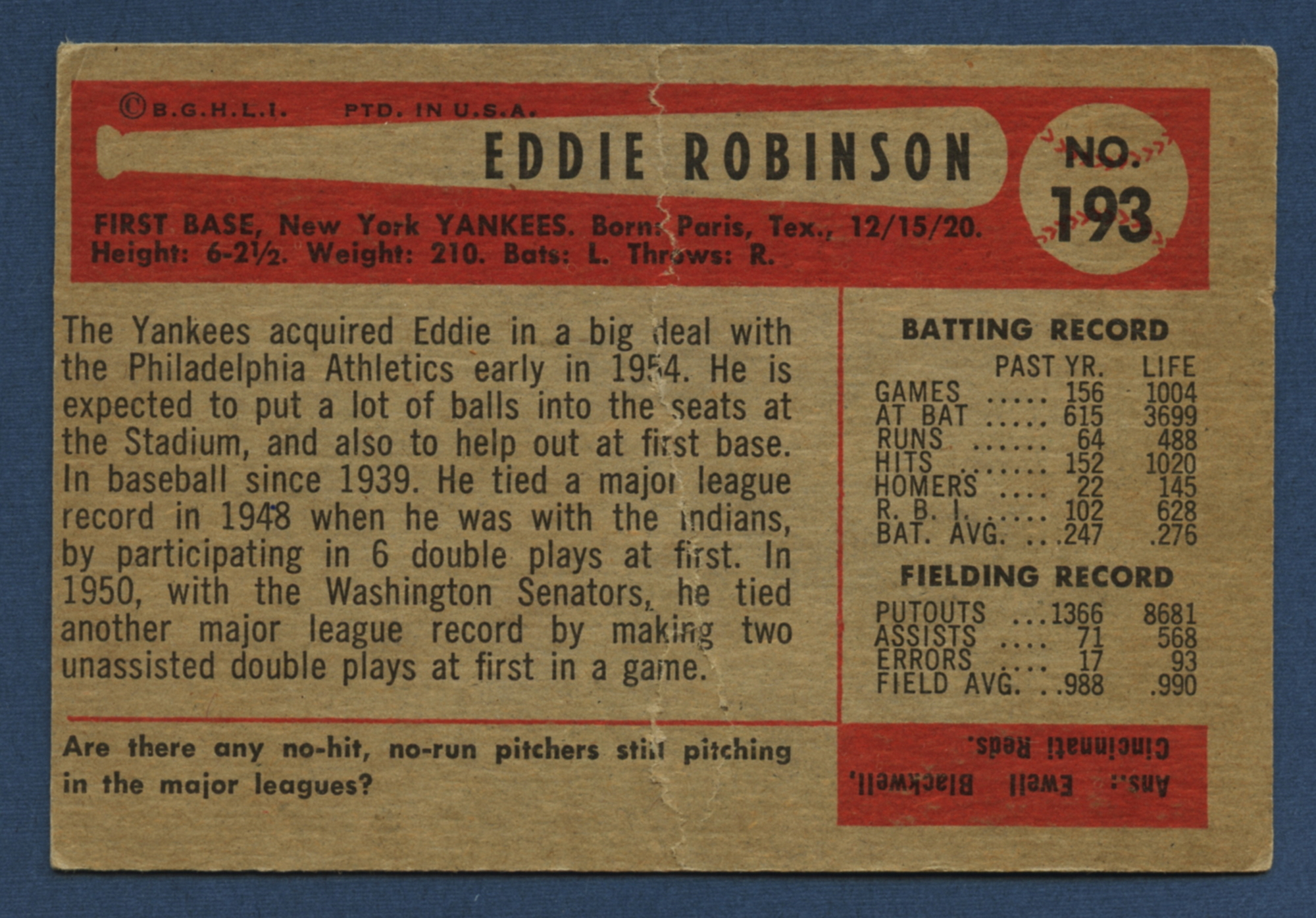 1954 Bowman Baseball Singles Various Condition (Updated October 2024)