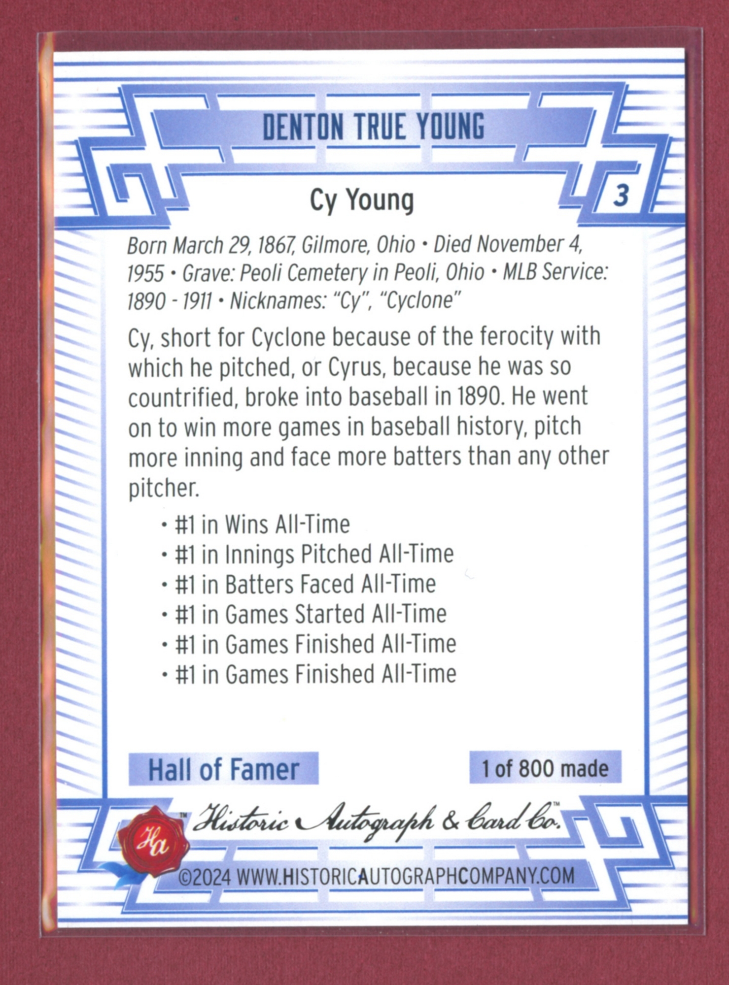 2024 Historic Autographs All-Time Greats Baseball • Variations & Inserts