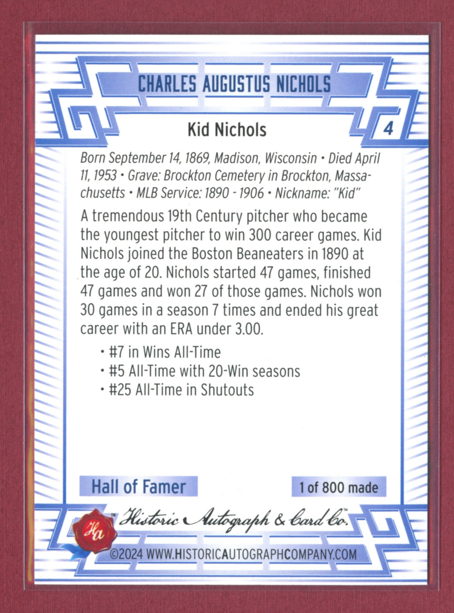 2024 Historic Autographs All-Time Greats Baseball • Variations & Inserts