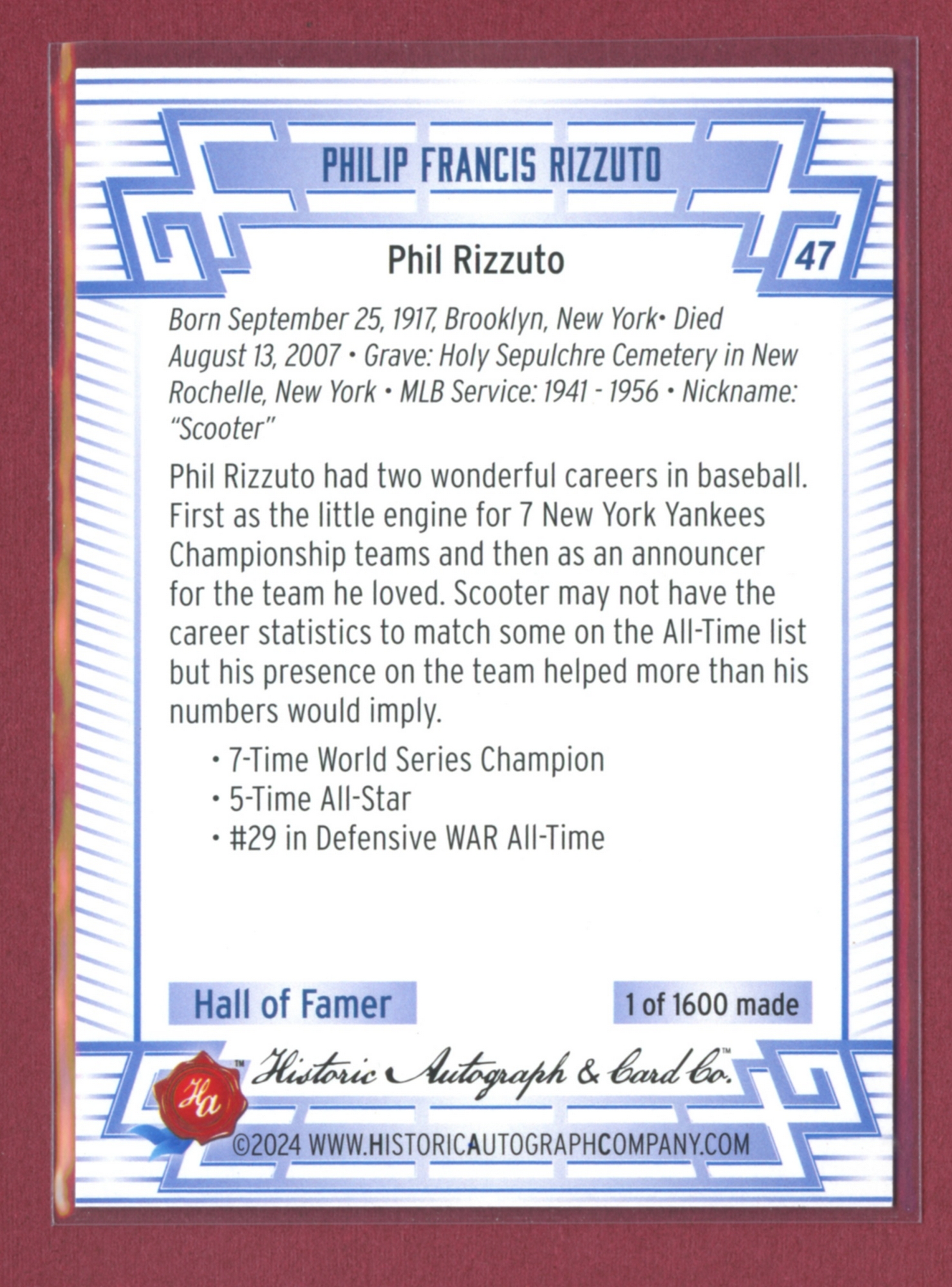 2024 Historic Autographs All-Time Greats Baseball • Variations & Inserts