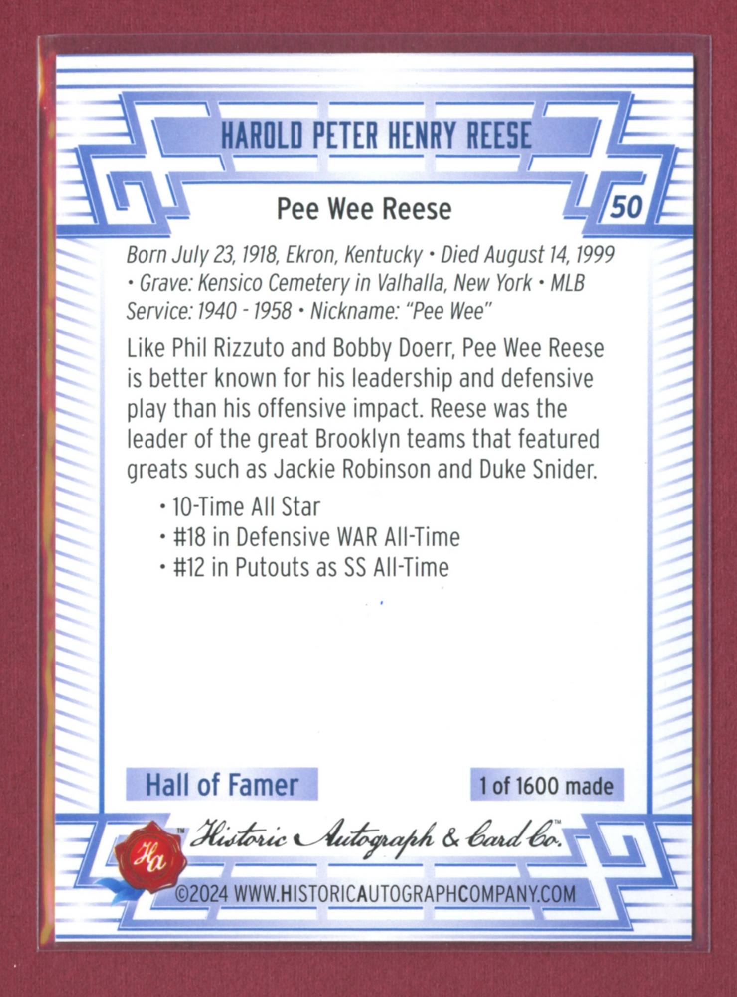 2024 Historic Autographs All-Time Greats Baseball • Variations & Inserts