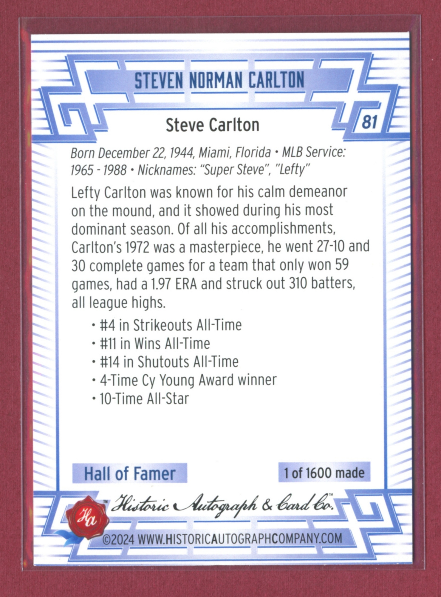 2024 Historic Autographs All-Time Greats Baseball • Variations & Inserts