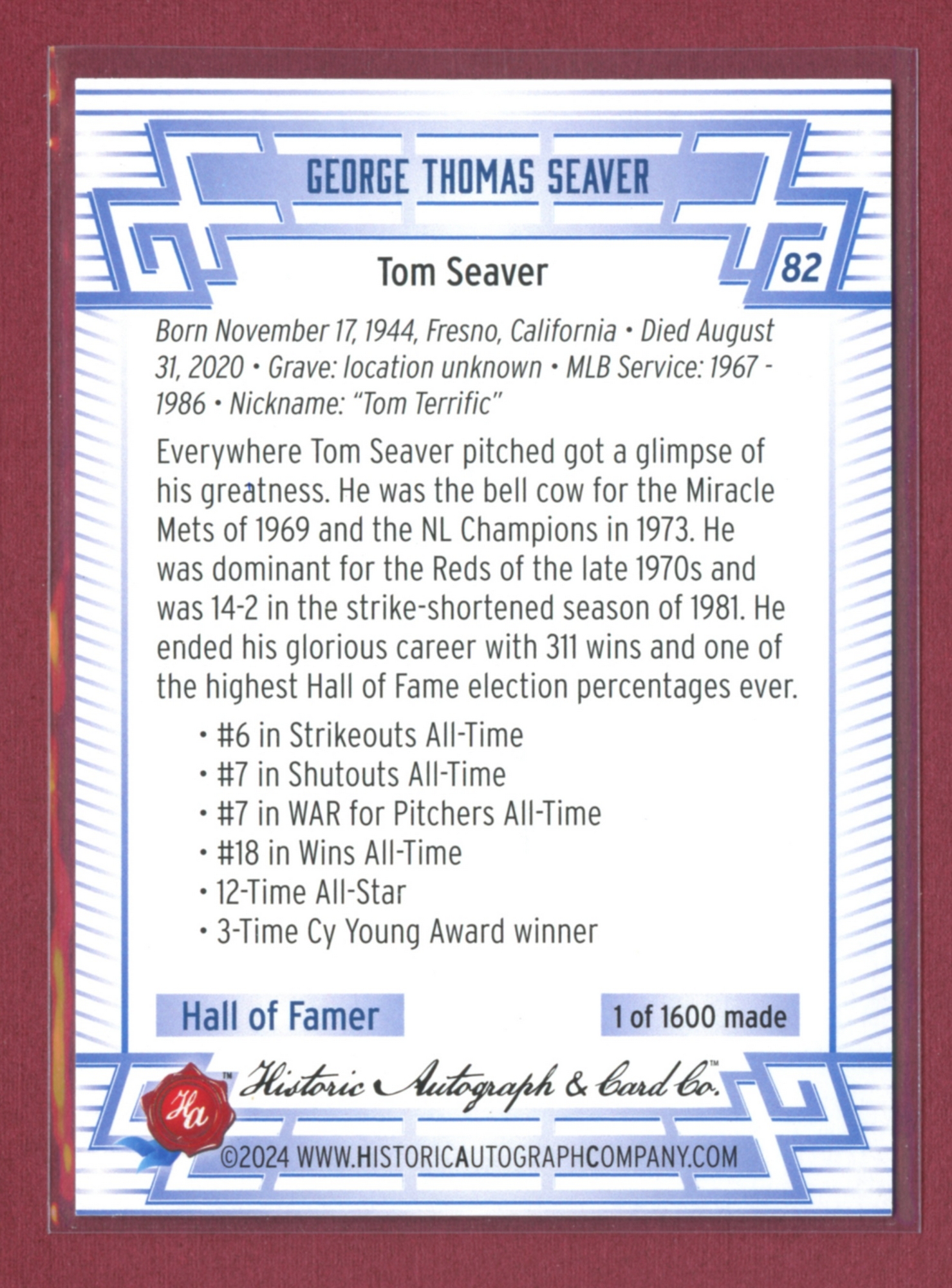 2024 Historic Autographs All-Time Greats Baseball • Variations & Inserts