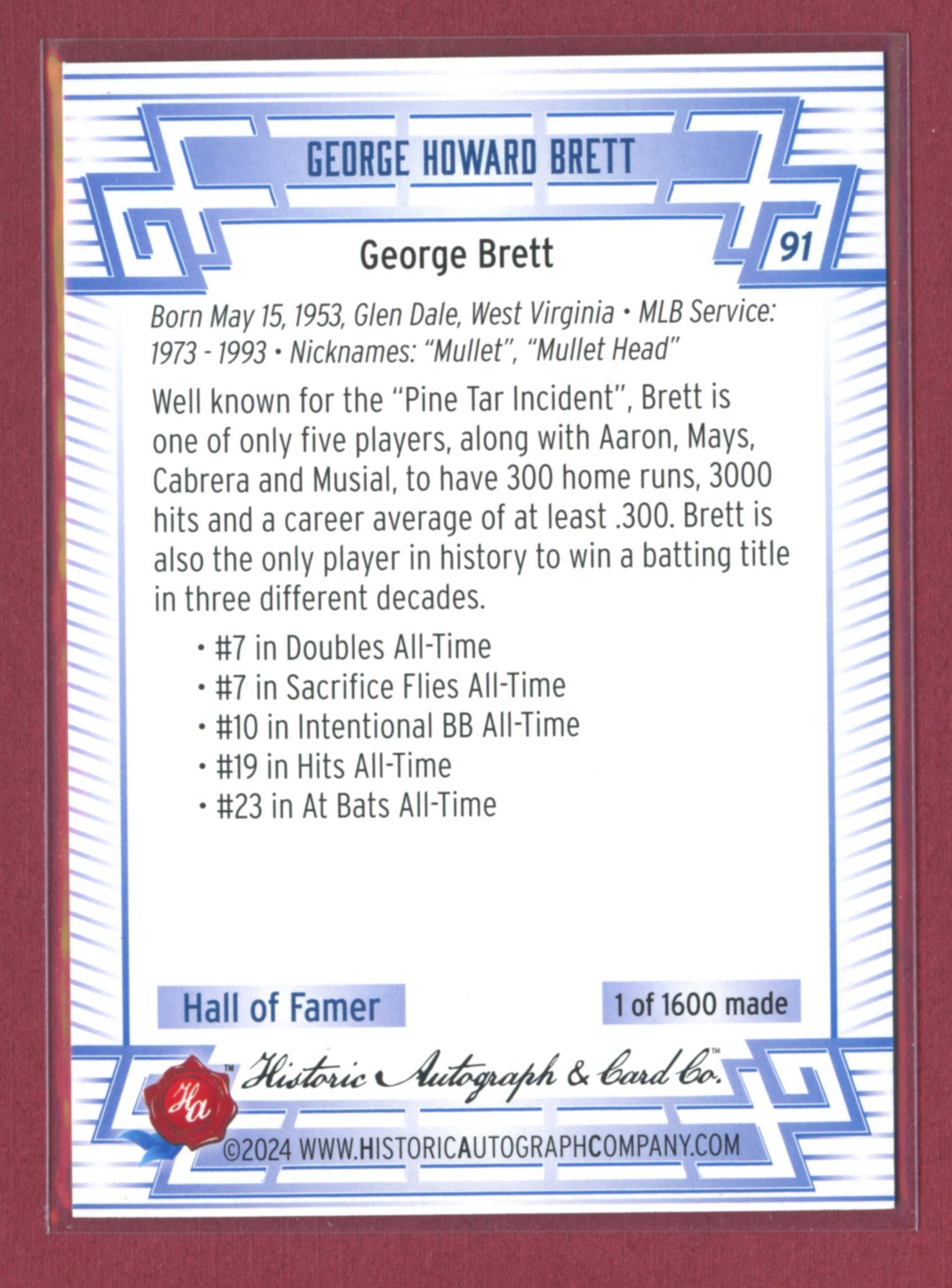 2024 Historic Autographs All-Time Greats Baseball • Variations & Inserts