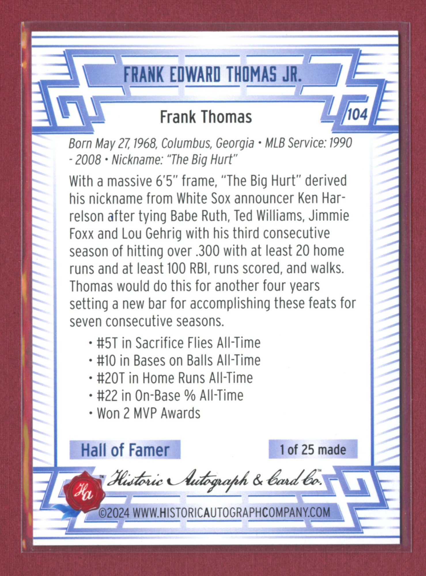 2024 Historic Autographs All-Time Greats Baseball • Variations & Inserts