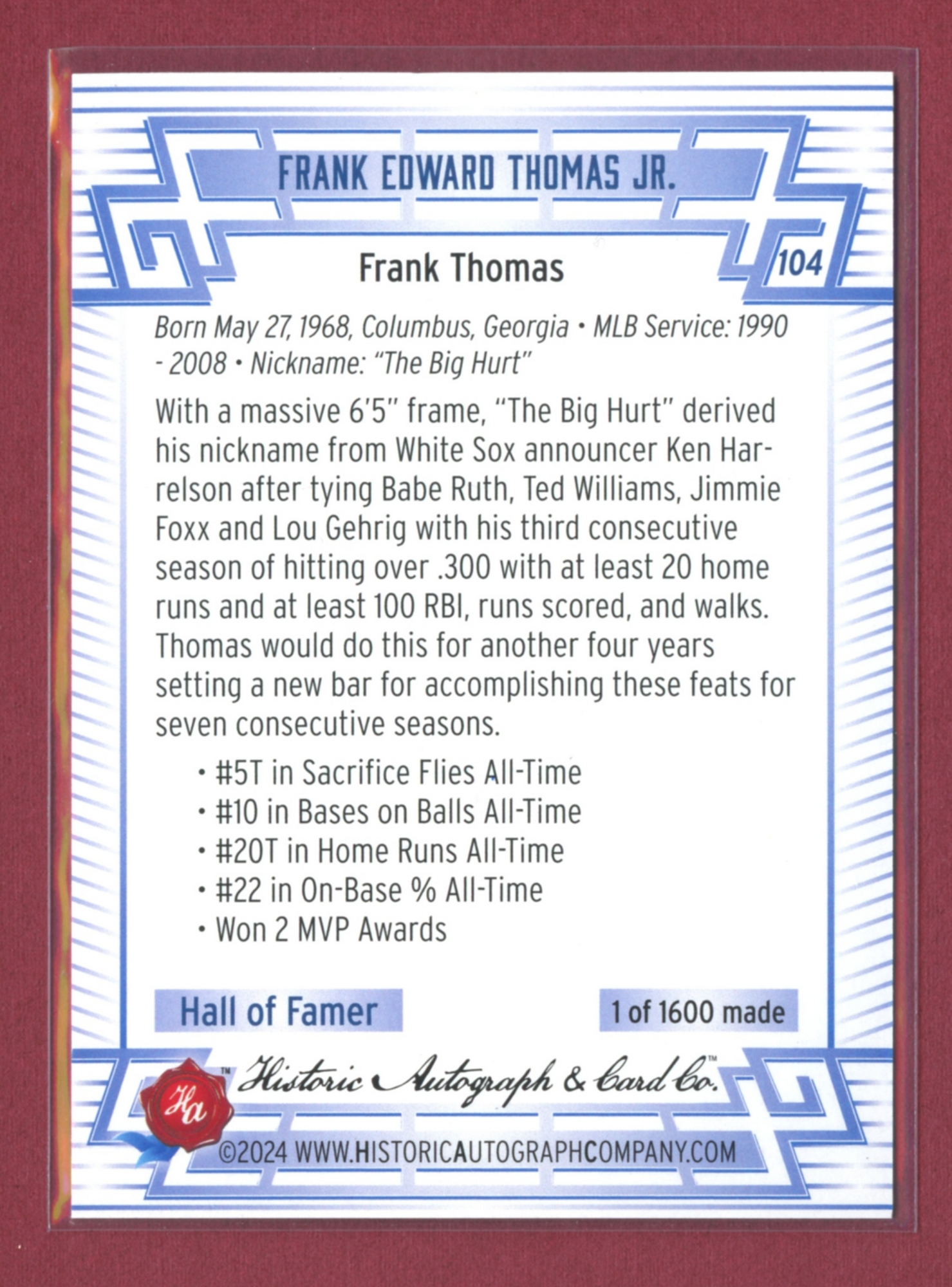 2024 Historic Autographs All-Time Greats Baseball • Variations & Inserts