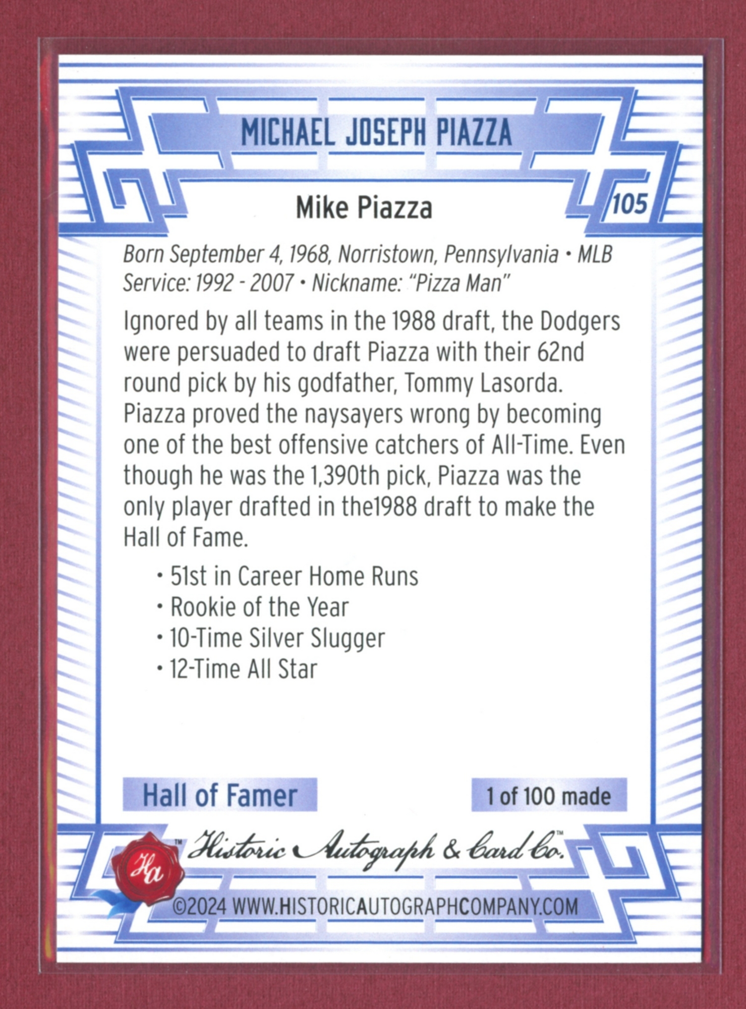 2024 Historic Autographs All-Time Greats Baseball • Variations & Inserts